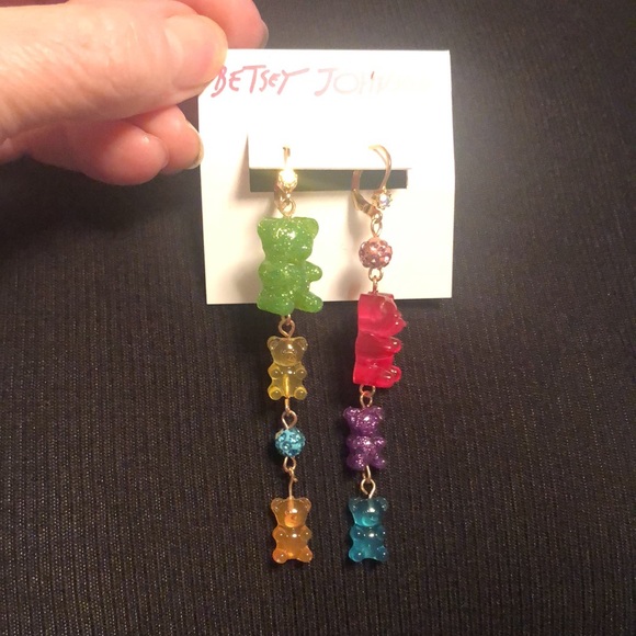 NWT Betsey Johnson Sparkly Rhinestone Glittery Gummy Bear 🐻 Earrings - Picture 12 of 17